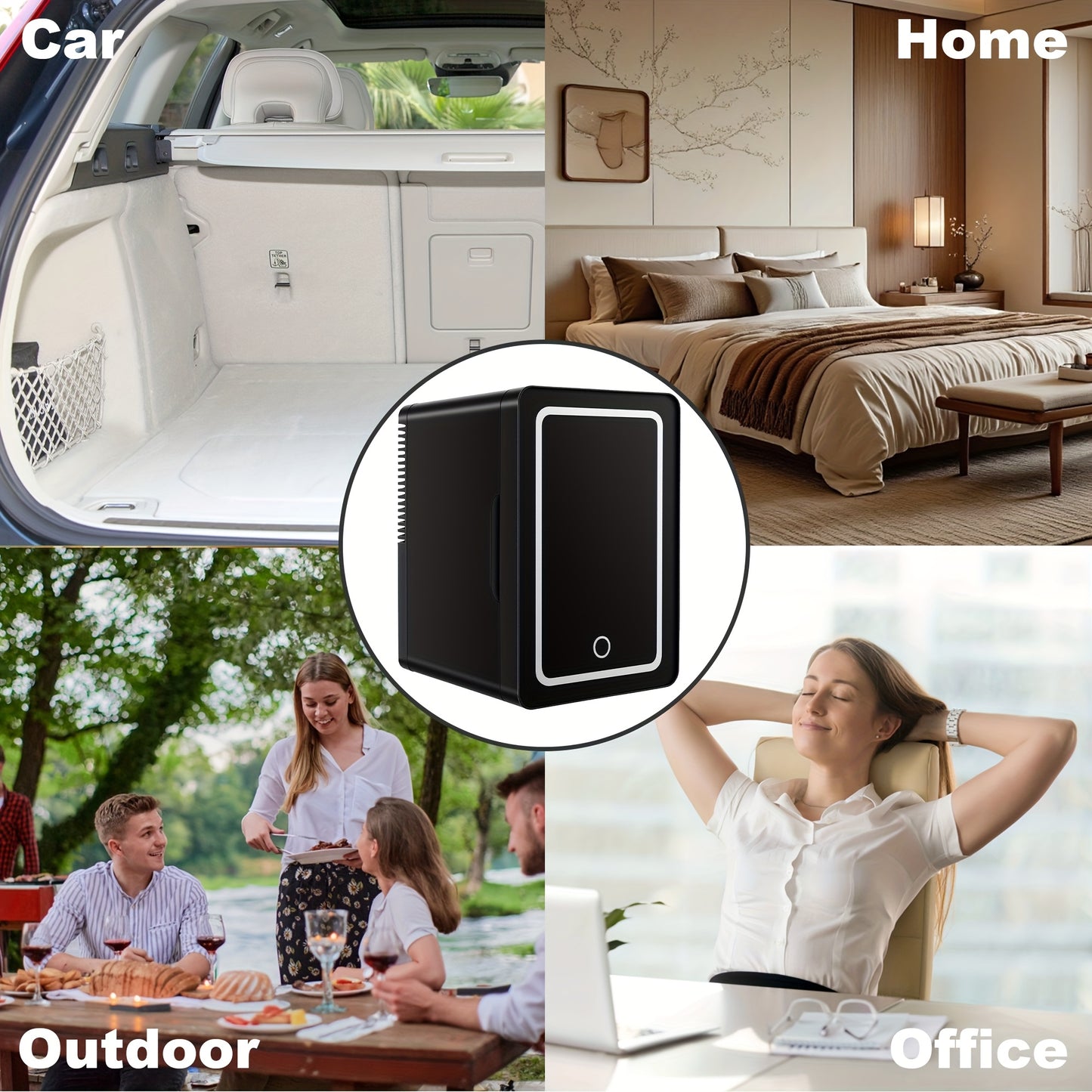 Mini Fridge 9 Cans | Portable Cooler & Heater – Black