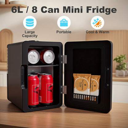 Mini Fridge 9 Cans | Portable Cooler & Heater – Black
